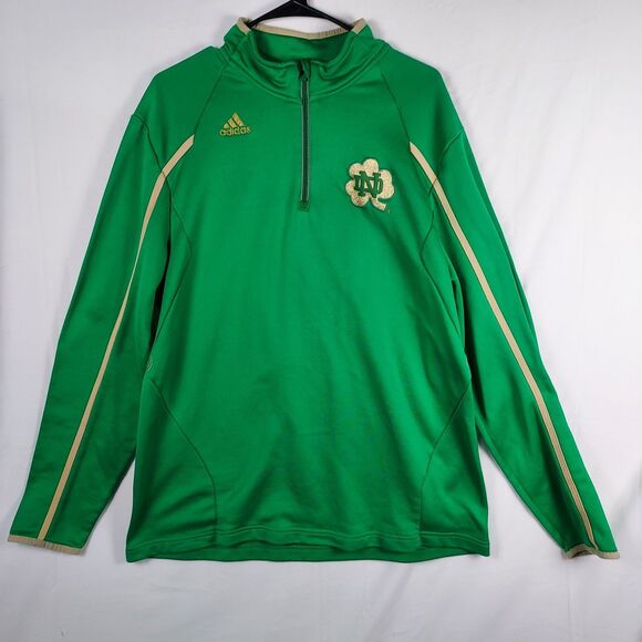 Adidas Notre Dame Climalite ¼-Zip Pullover Green XL Fighting Irish - Picture 1 of 12